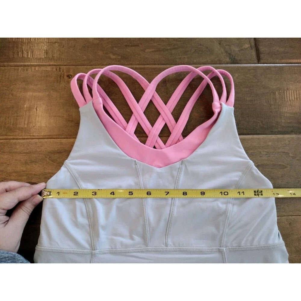 LULULEMON Women's gray pink Best The Heat Tank Top w/ racerback sports bra - 6